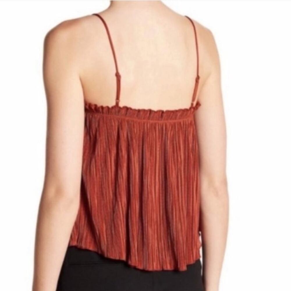 Madewell Pleated Tank Top Rust Orange Spaghetti Strap Plisse Flowy Size XL - Picture 2 of 6